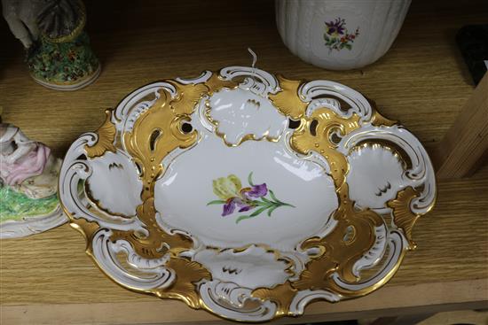 A Meissen jardiniere and an oval dish, early 20th century Dish 33cm length